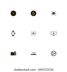 Technology icons set. time, share sign, internet and modem