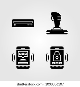 Technology icons set. Vector illustration smartphone, joystick and dvd player