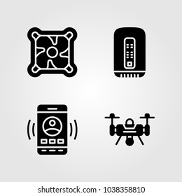 Technology icons set. Vector illustration pc, drone, smartphone and cooler
