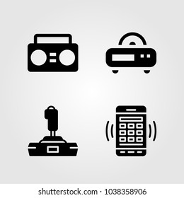 Technology icons set. Vector illustration smartphone, radio, joystick and boombox