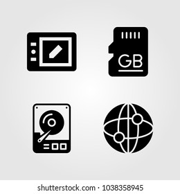 Technology icons set. Vector illustration memory, tablet, dard drive and hhd