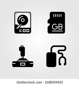 Technology icons set. Vector illustration memory, hhd, sd card and dard drive