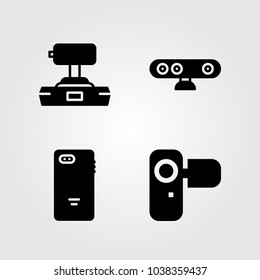 Technology icons set. Vector illustration camcoder, joystick, webcam and camera