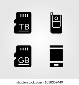 Technology icons set. Vector illustration phone, cellphone, memory and smartphone