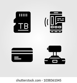 Technology icons set. Vector illustration smartphone, joystick, sd card and memory
