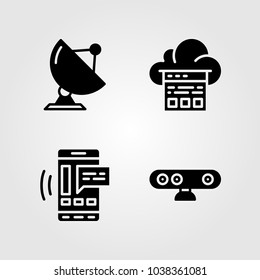 Technology icons set. Vector illustration radar, cloud computing, smartphone and sattelite