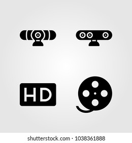 Technology Icons Set. Vector Illustration Film Roll, Hd And Webcam