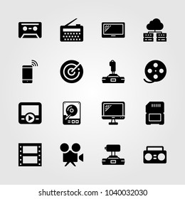 Technology icons set. Vector illustration hhd, memory, tv and sd card