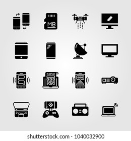 Technology icons set. Vector illustration laptop, monitor, tablet and drone