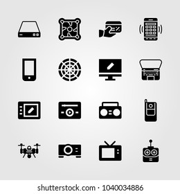 Technology icons set. Vector illustration router, monitor, cooler and smartphone