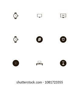 Technology icons set. watch, gear, monitor and global
