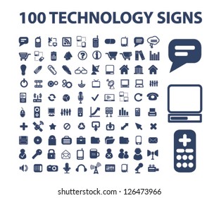 technology icons, signs set, vector