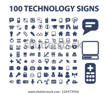 technology icons, signs set, vector