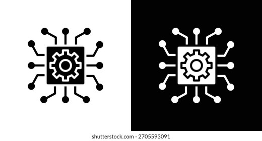 Coleção de ilustrações vetoriais de ícones de tecnologia. ícones em preto e branco.