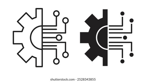 Technology icons. Vector set in filled and line style.
