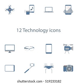 technology icons vector set in outline style