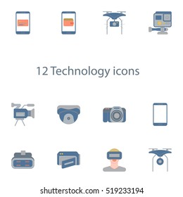 technology icons vector set in outline style