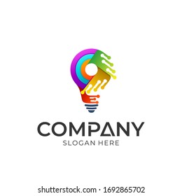 Technology idea, bulb logo design with electronic circuit