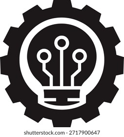 Ilustração do conceito da ideia da tecnologia mostrando a ideia inovadora de lâmpada dentro da engrenagem ou projeto de roda dentada significando inovação do progresso.