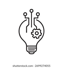 Idea de Tecnología Innovación Bombilla con Icono de Engranaje.