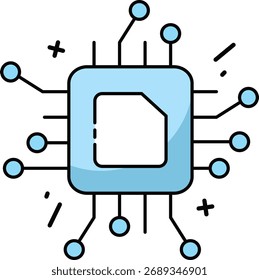 A tecnologia ilumina um projeto de circuito de chip de computador azul claro para artigos relacionados à tecnologia, designs de web e conceitos de engenharia. Visualize a inovação.