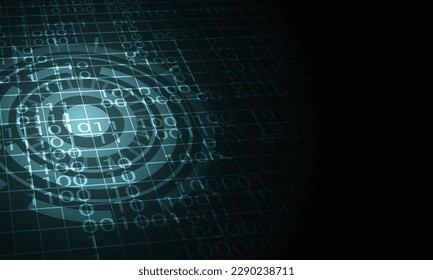 Technology illustration. circuit board with digits on dark green background