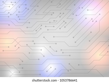 Technology illustration circuit line texture on white-gray background
