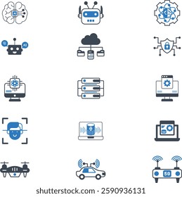 Technology illustration pack with isolated background 