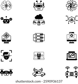 Technology illustration pack with isolated background 