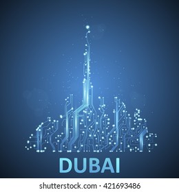 Technology image of Dubai. The concept vector illustration eps10