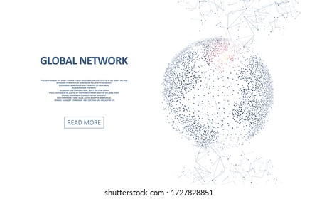 Technology image of globe. Abstract polygonal space. Global network graphic concept. Big data visualization. Background concept for your design