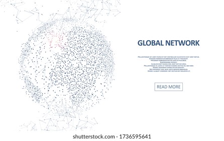 Technology image of globe. Abstract polygonal space. Global network graphic concept. Big data visualization. Background concept for your design