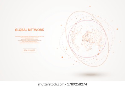 Technology image of globe. Abstract polygonal space. Global network connection. Big data visualization. Graphic concept for your design