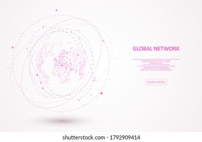 Technology image of globe. Abstract polygonal space. Global network connection. Big data visualization. Graphic concept for your design