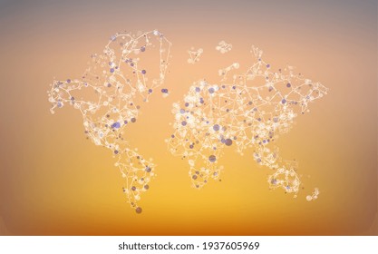 Technology image of globe. Abstract polygonal shapes. Background with connecting dots and lines. Graphic concept for your design