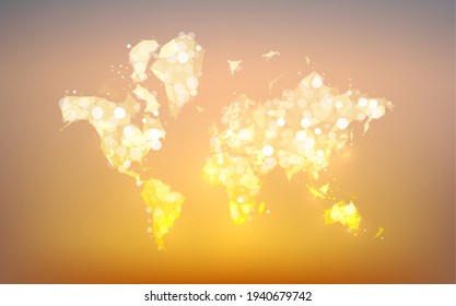 Technology image of globe. Abstract polygonal shapes. Background with connecting dots and lines. Graphic concept for your design