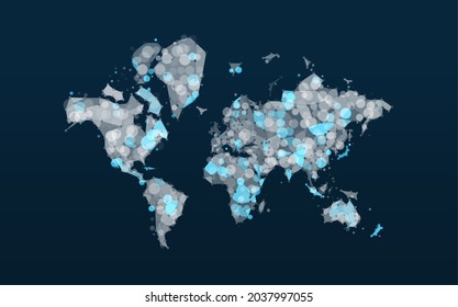 Technology image of globe. Abstract polygonal shapes. Background with connecting dots and lines. Graphic concept for your design