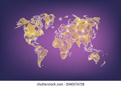 Technology image of globe. Abstract polygonal shapes. Background with connecting dots and lines. Graphic concept for your design