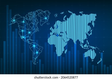 Technology image of globe. Abstract polygonal shapes. Background with connecting dots and lines. Graphic concept for your design