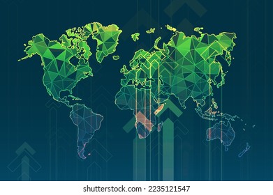 Technologiebild des Globus. Abstrakte polygonale Formen. Hintergrund mit Verbindungspunkten und Linien. Futuristische Netzwerk- oder Geschäftsanalyse. Grafisches Konzept für Ihr Design
