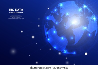 Technology image of globe. Global network graphic concept. Big data visualization. Digital innovation concept for your design