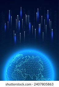 Technology image of globe. Global network graphic concept. Big data visualization. Digital innovation concept for your design