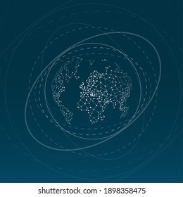 Technology image of globe. Point and curve constructed the sphere. Graphic concept for your design