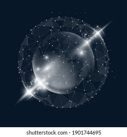 Technology image of globe. Point and curve constructed the sphere. The concept illustration 