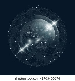 Technology image of globe. Point and curve constructed the sphere. The concept illustration 