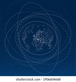 Technology image of globe. Point and curve constructed the sphere. Graphic concept for your design