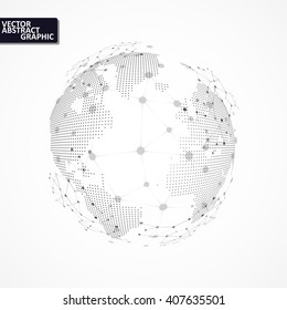 Technology image of globe. Point and curve constructed the sphere. The concept vector illustration eps10