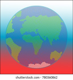Technology image of globe. Point and curve constructed the sphere.