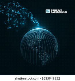 Technology image of globe. Touch the future. Point and curve constructed the sphere. Graphic concept for your design