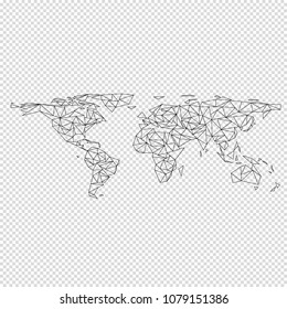 Technology image of globe.World map, connecting lines, hexagonal molecule structure. Abstract design decoration.